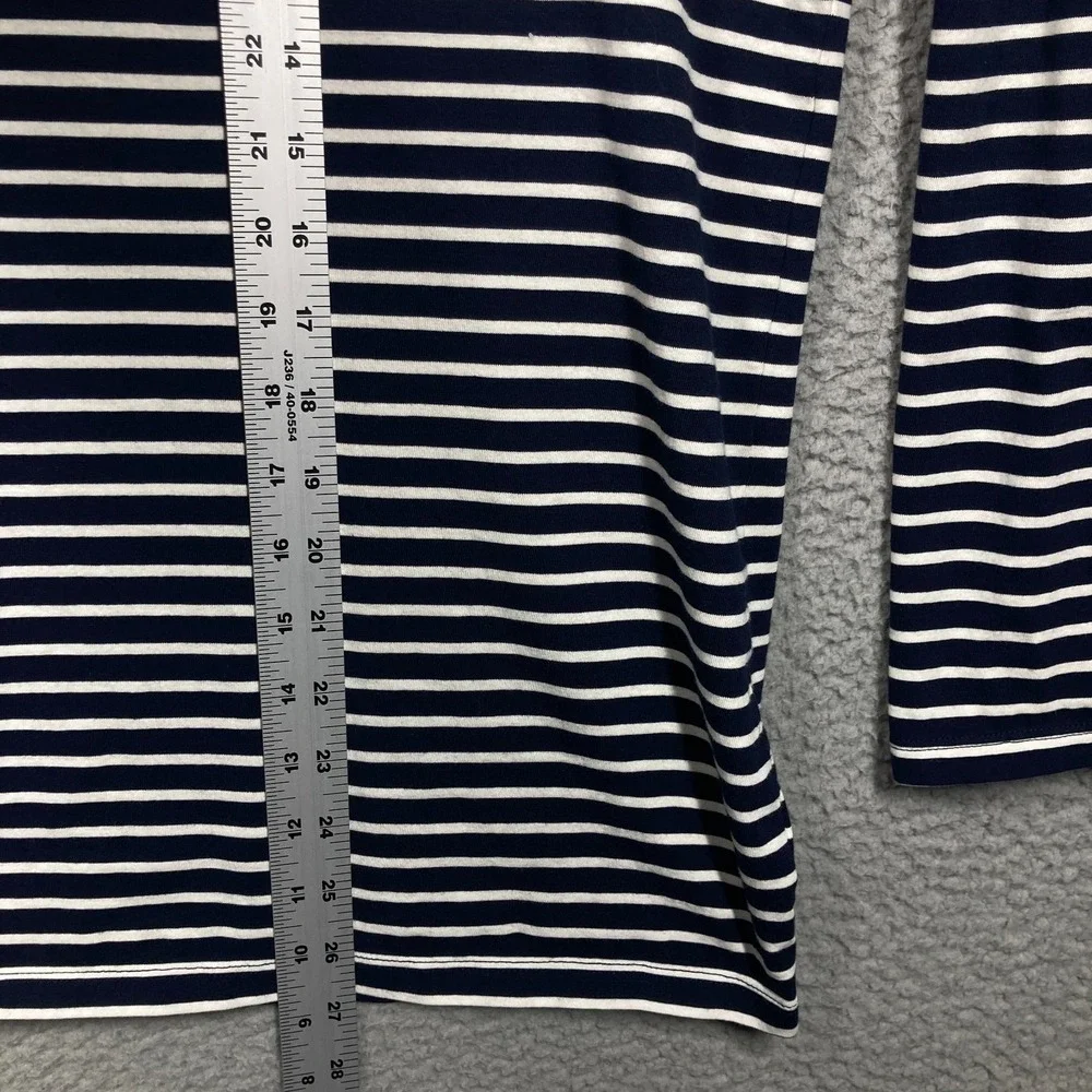 Talbots Turtleneck Top Women 3X Navy Blue Striped Cotton Blend Long Sleeve 8947